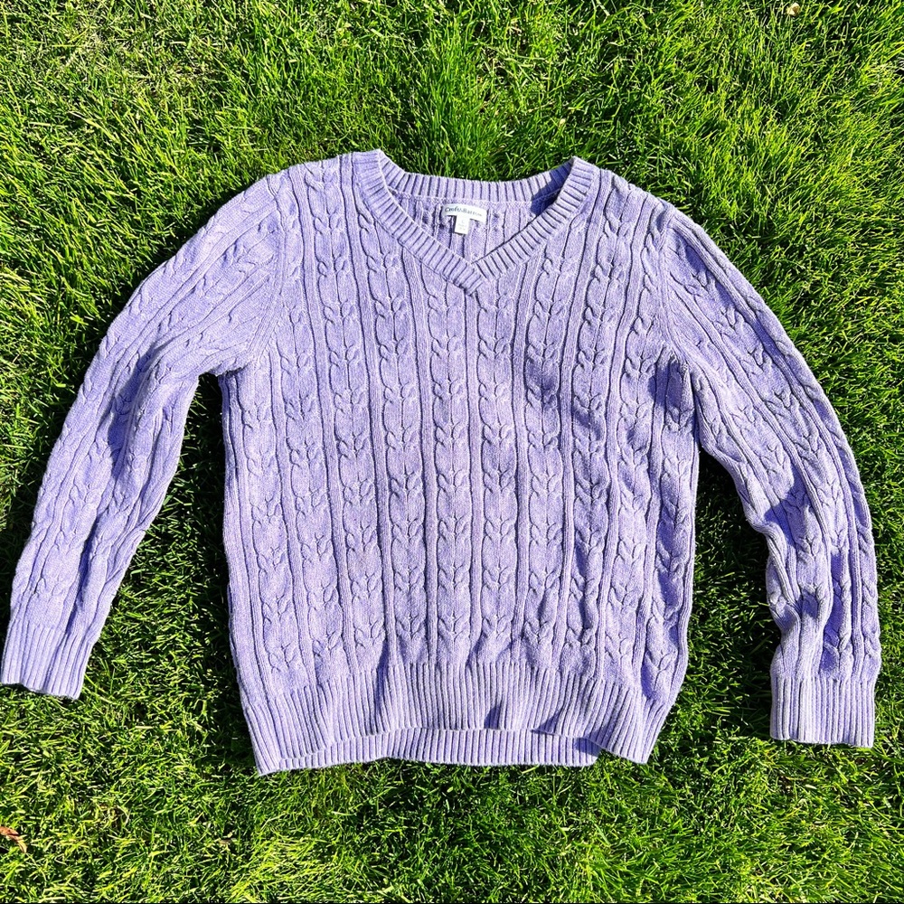 Vintage Croft & Barrow Patterned Light Purple Knit Sweater